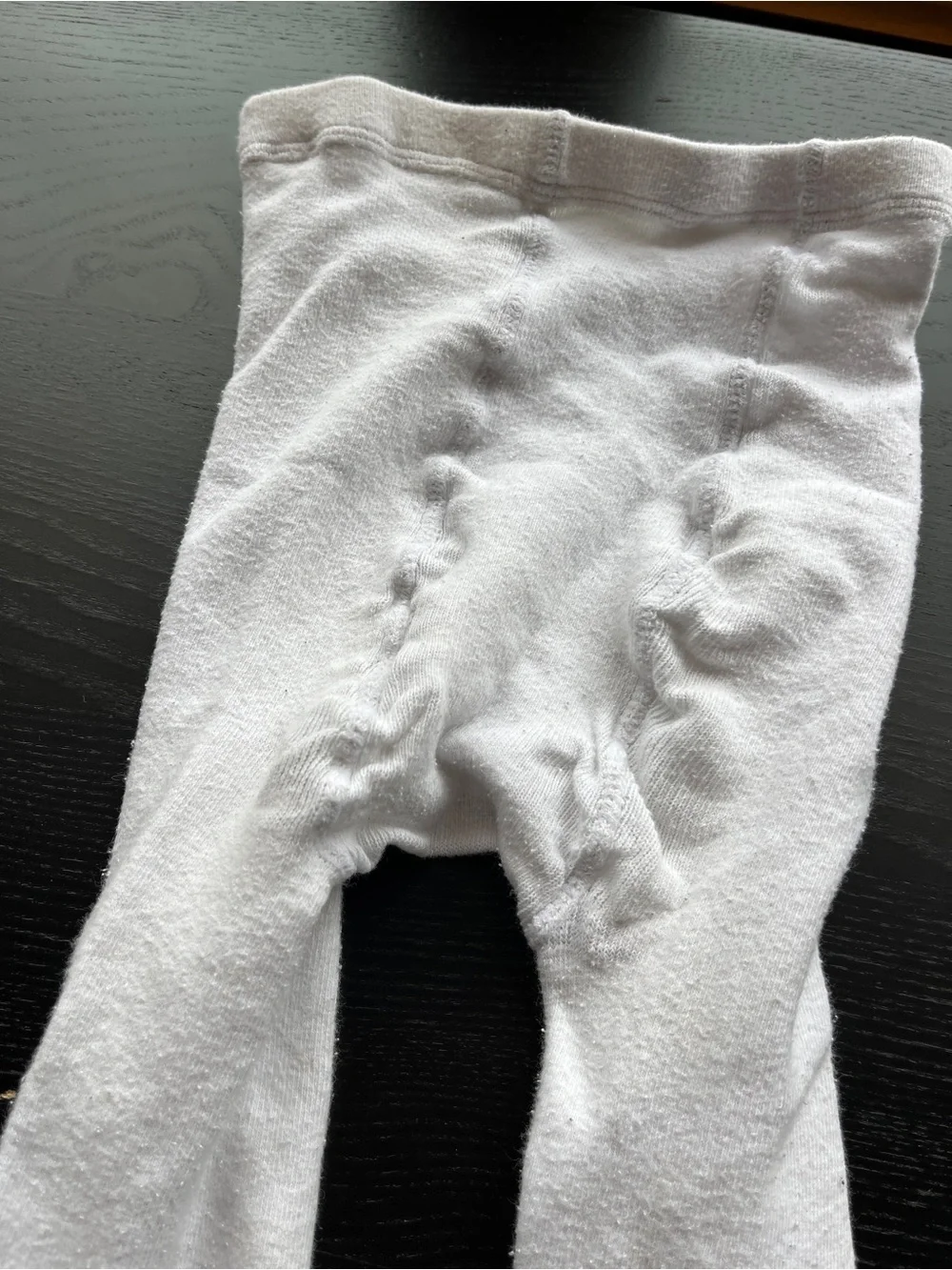 Girls Off White Knit Tights Size 7-10 Stretch Full Length Stockings
